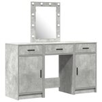 Ensemble de coiffeuse 3 pièces avec LED en bois d'ingénierie gris béton
