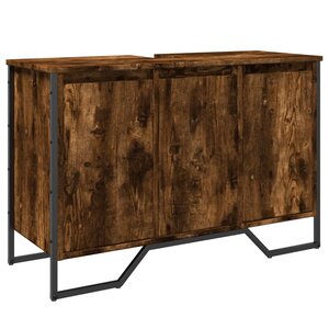 vidaXL Armoire lavabo de salle de bain chêne fumé 91x35x60 cm