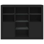 vidaXL Buffets avec lumières LED 3 Pièces noir bois d'ingénierie