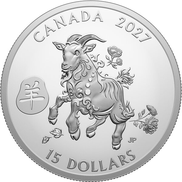 Monnaie LUNAR YEAR OF THE GOAT Argent 15$ Canada 2027 (PRÉCOMMANDE)