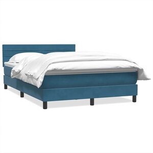 vidaXL Sommier à lattes de lit et matelas bleu foncé 140x210cm velours