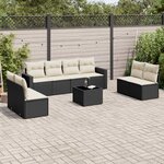 vidaXL Salon de jardin 9 Pièces avec coussins noir résine tressée