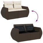 vidaXL Salon de jardin avec coussins 7 Pièces marron résine tressée