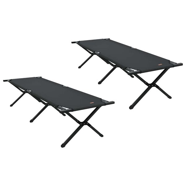 vidaXL Lit de camping pliant Noir Tissu Oxford