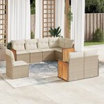 vidaXL Salon de jardin avec coussins 8 Pièces beige résine tressée