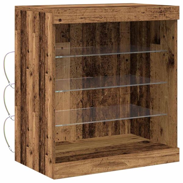 Buffet vidaXL avec lumières LED Bois ancien 60 5x37x67 cm