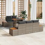 vidaXL Ensemble de canapé de jardin 6 Pièces Gris Poly rotin