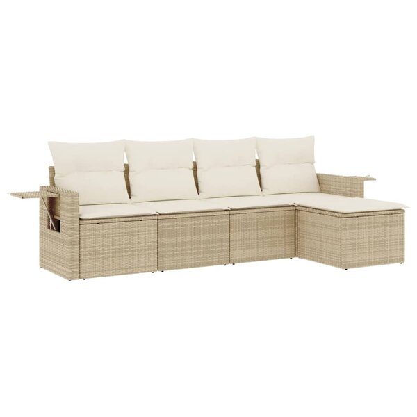 vidaXL Salon de jardin avec coussins 5 Pièces beige résine tressée