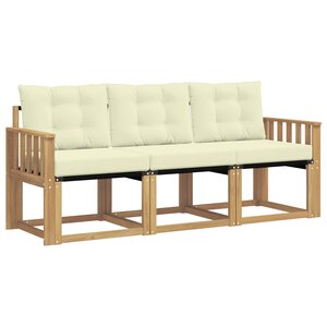 vidaXL Ensemble de canapés d'extérieur 3 Pièces Blanc et crème