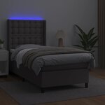 vidaXL Sommier à lattes de lit matelas LED Gris 90x190 cm Similicuir