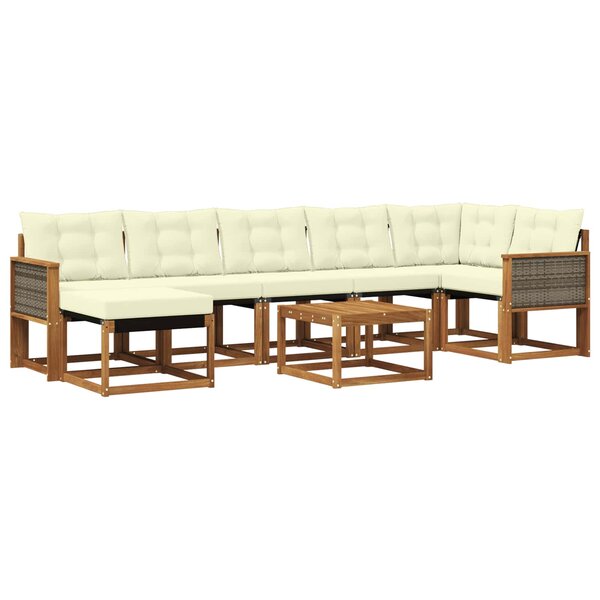 vidaXL Ensemble de canapés d'extérieur 8 pc Naturel et Crème