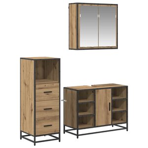 vidaXL Ensemble de mobilier de salle de bain 3 Pièces chêne artisanal