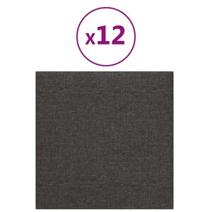 vidaXL Panneaux muraux 12 Pièces Gris foncé 30x30 cm Tissu 1 08 m²