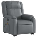 vidaXL Fauteuil inclinable de massage Gris Similicuir