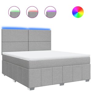 vidaXL Sommier à lattes de lit avec matelas Gris clair 180x200cm Tissu