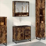 vidaXL Armoire de lavabo de salle de bain chêne fumé 65x33x60 cm