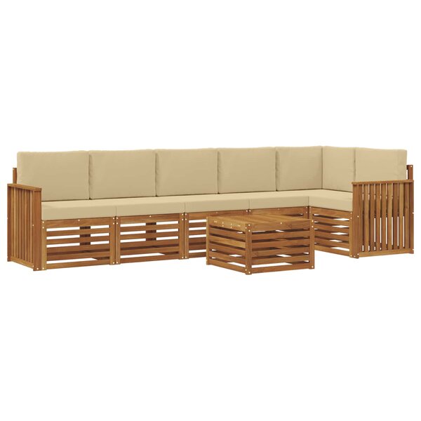 vidaXL Ensemble de canapés d'extérieur 7 pc Naturel et Beige Polyester