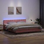 vidaXL Sommier à lattes de lit avec matelas et LED rose 180x210 cm velours