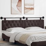 vidaXL Tête de lit suspendue Avec lumière LED Marron foncé Tissu
