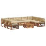 vidaXL Ensemble de canapés d'extérieur 10 Pièces Naturel et Beige