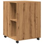vidaXL Table d'appoint avec roues chêne artisanal bois d'ingénierie