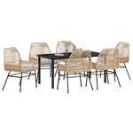 vidaXL Ensemble de salle à manger pour jardin 7 Pièces Marron polyrotin