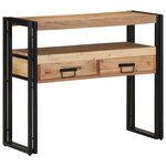 Table Console vidaXL Noir 90x33x75 cm en Bois d'Acacia Massif et Métal