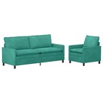 vidaXL Ensemble de Canapés 2 Pièces Turquoise Velours