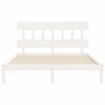 vidaXL Cadre de lit avec tête de lit blanc King Size bois massif