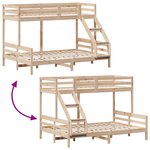 vidaXL Lit superposé sans matelas 90x200/140x200 cm bois massif