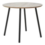 Table basse aspect travertin pieds noirs Ø 55 x 45 cm