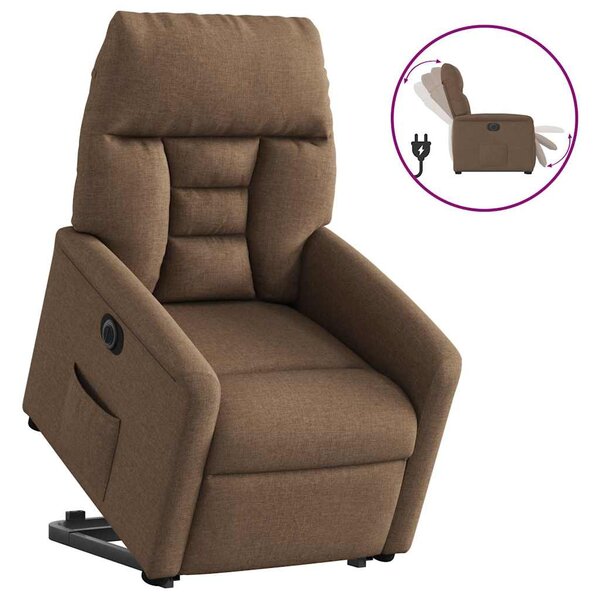 vidaXL Fauteuil inclinable électrique marron tissu