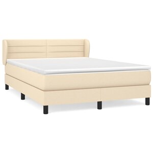 vidaXL Sommier à lattes de lit avec matelas Crème 140x200 cm Tissu