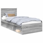 vidaXL Cadre de lit Gris Sonoma 90 x 190 cm Pin massif