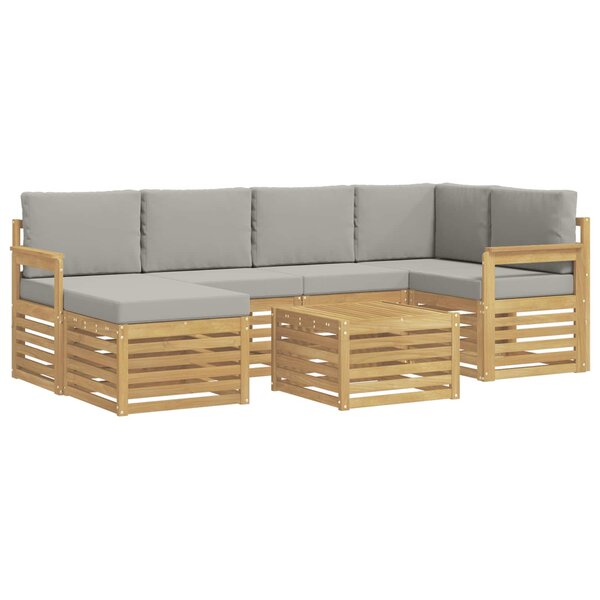 vidaXL Ensemble de canapés d'extérieur 7 Pièces Blanc et gris clair