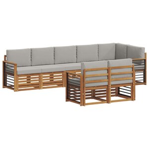 vidaXL Ensemble de canapés d'extérieur 8 pc Gris Naturel et Clair