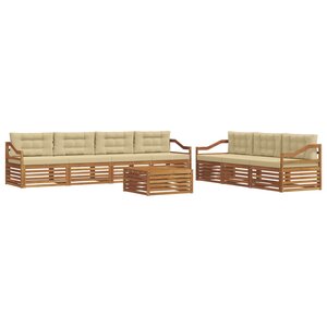 vidaXL Ensemble de canapés d'extérieur 8 pc Naturel et Beige