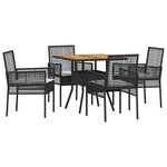 vidaXL Ensemble de Salle à Manger de Jardin 5 Pièces avec Coussins Noir Poly Rattan