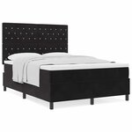 Lit à ressort vidaXL avec matelas Noir 160x200 cm Velours