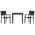 vidaXL Ensemble de salle à manger pour jardin 3 Pièces Noir