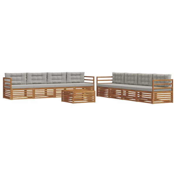 vidaXL Ensemble de canapés d'extérieur 9 pc Gris Naturel et Clair