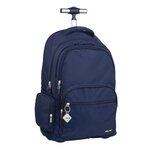 Sac à dos scolaire Milan Série 1918 25L avec trolley intégré et poignée métallique rétractable - 3 poches avant + 2 poches latérales - Taille 46 5x30x17cm - Couleur Bleu foncé