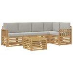 vidaXL Ensemble de canapés d'extérieur 6 pc Blanc et gris clair