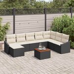 vidaXL Ensemble de canapé de jardin 9 Pièces Noir et blanc