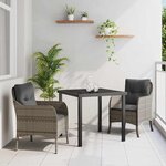vidaXL Ensemble de salle à manger pour jardin 3 Pièces Gris Poly rotin