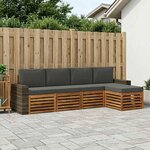 vidaXL Ensemble de canapés d'extérieur 5 pc Naturel et Anthracite