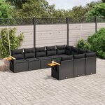 vidaXL Salon de jardin 10 Pièces avec coussins noir résine tressée