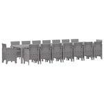 Ensemble de salle à manger de jardin de 17 pièces gris clair en poly rattan