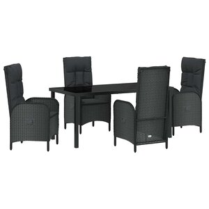 vidaXL Ensemble de salle à manger pour jardin 5 Pièces Noir polyrotin