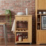 vidaXL Chariot de Cuisine avec Roues Naturel 47 5 x 36 x 83 cm Bambou